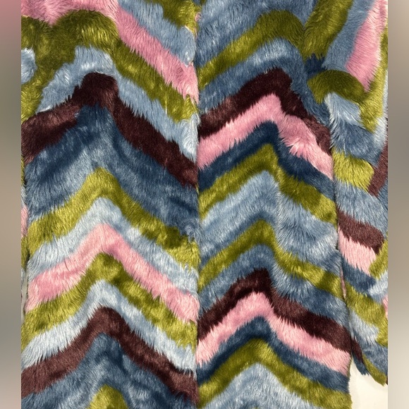 Hutch Faux Fur Multicolor Chevron Jacket m - Picture 12 of 12